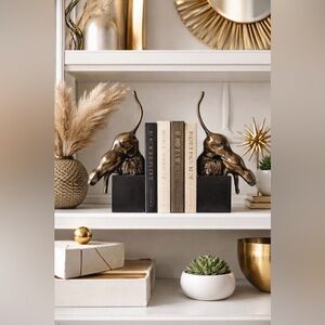 Vintage Art Deco Puma Panther Figurine 2 statue pedestal art brass